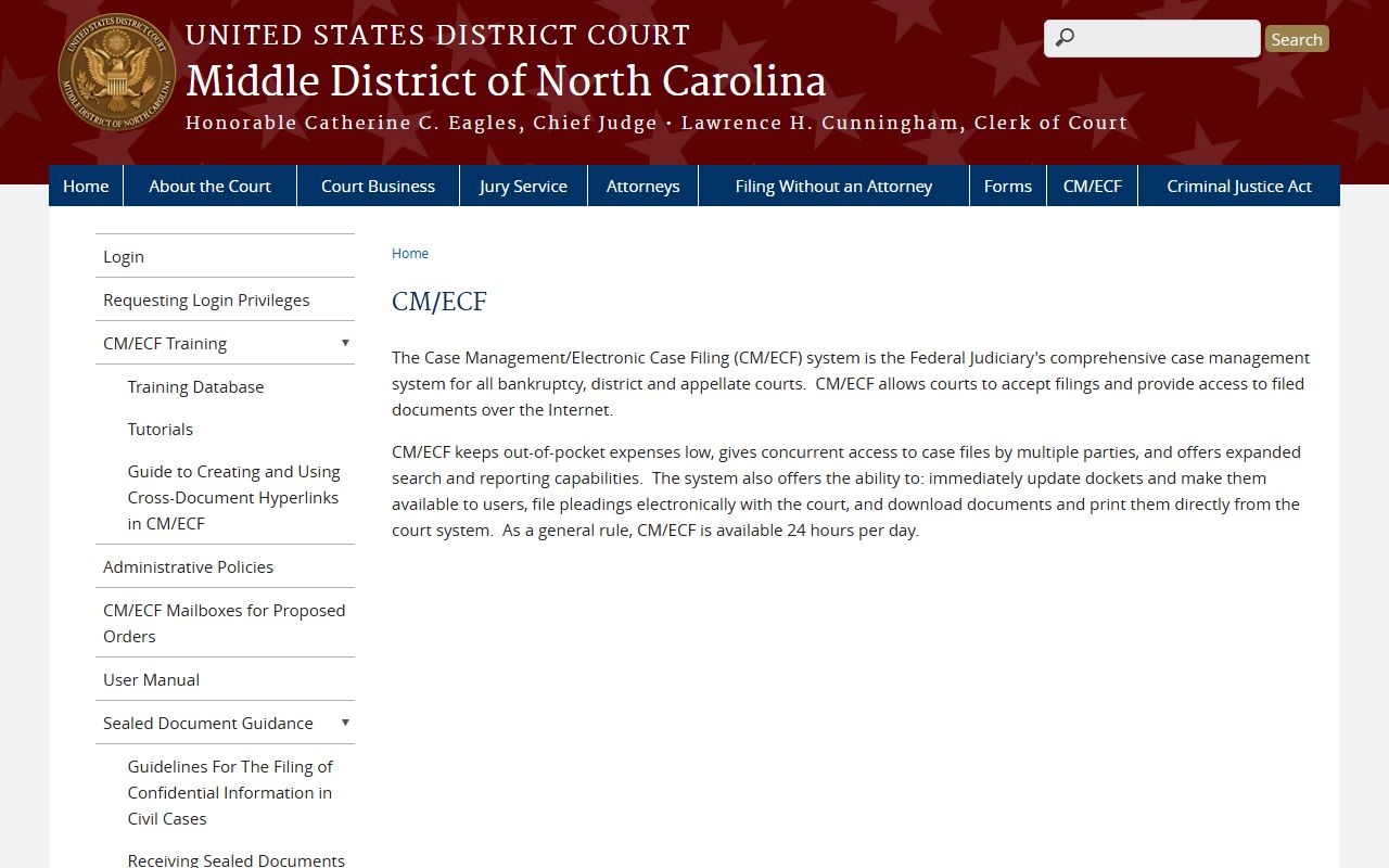 Surry County Clerk of Superior Court records CM ECF distinction