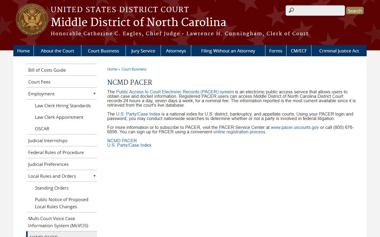 Surry County Clerk of Superior Court records PACER access distinction