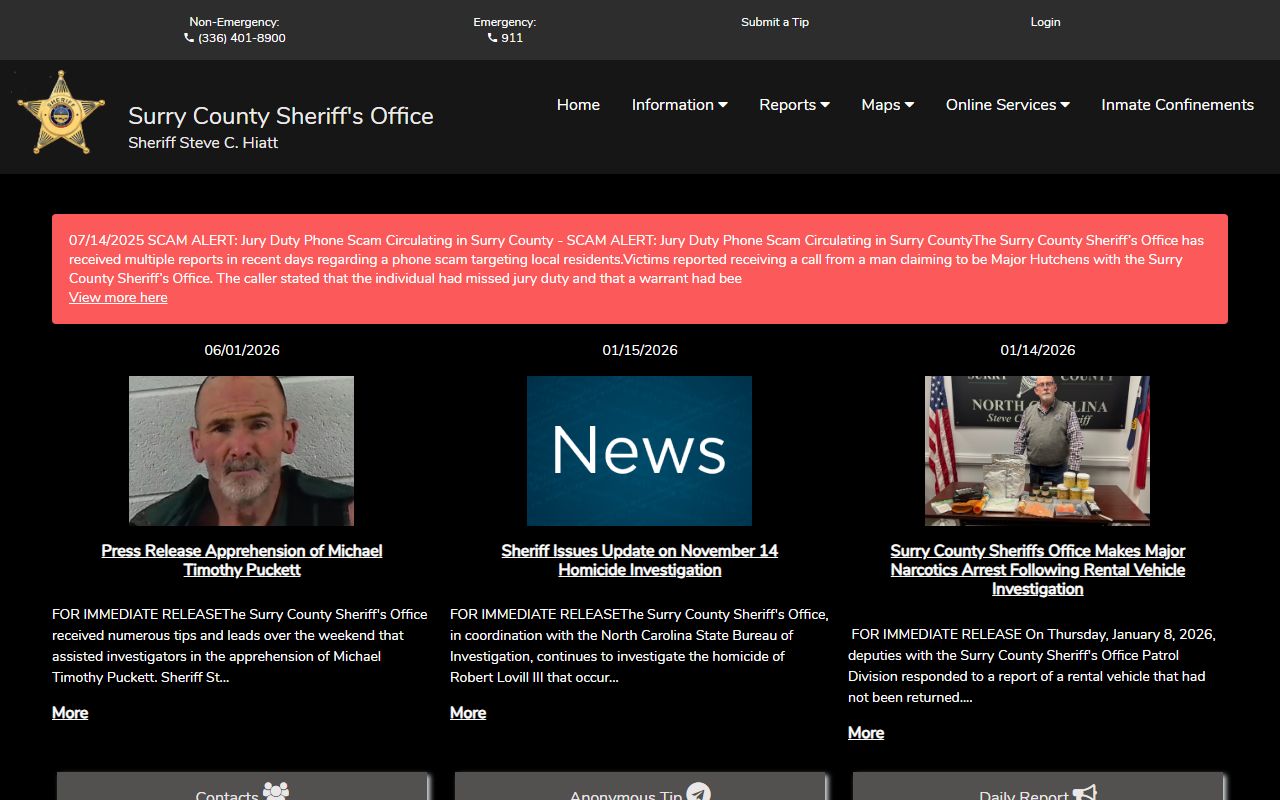 Surry County arrest records Citizen Connect sheriff portal