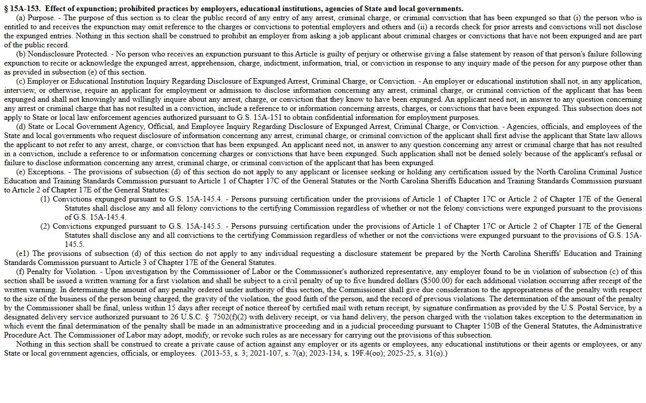 Surry County criminal court records expunction public record effect