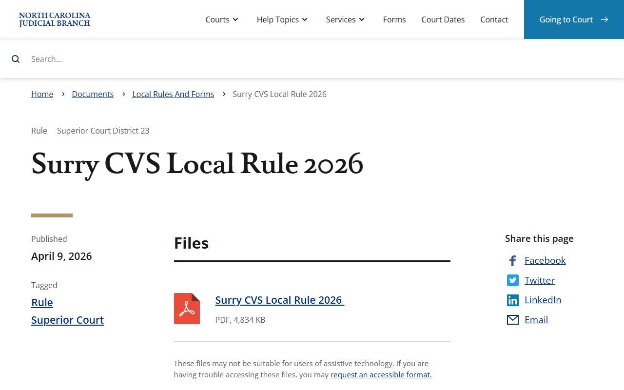 Surry County Superior and District Court local civil rule source