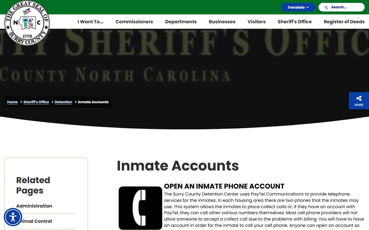 Surry County Superior and District Court records jail account distinction