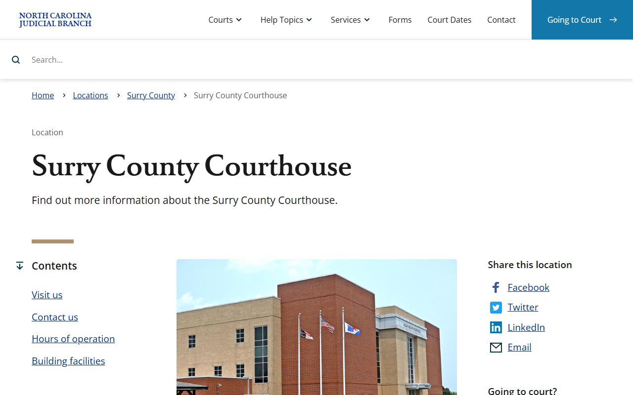 Surry County courthouse court records page