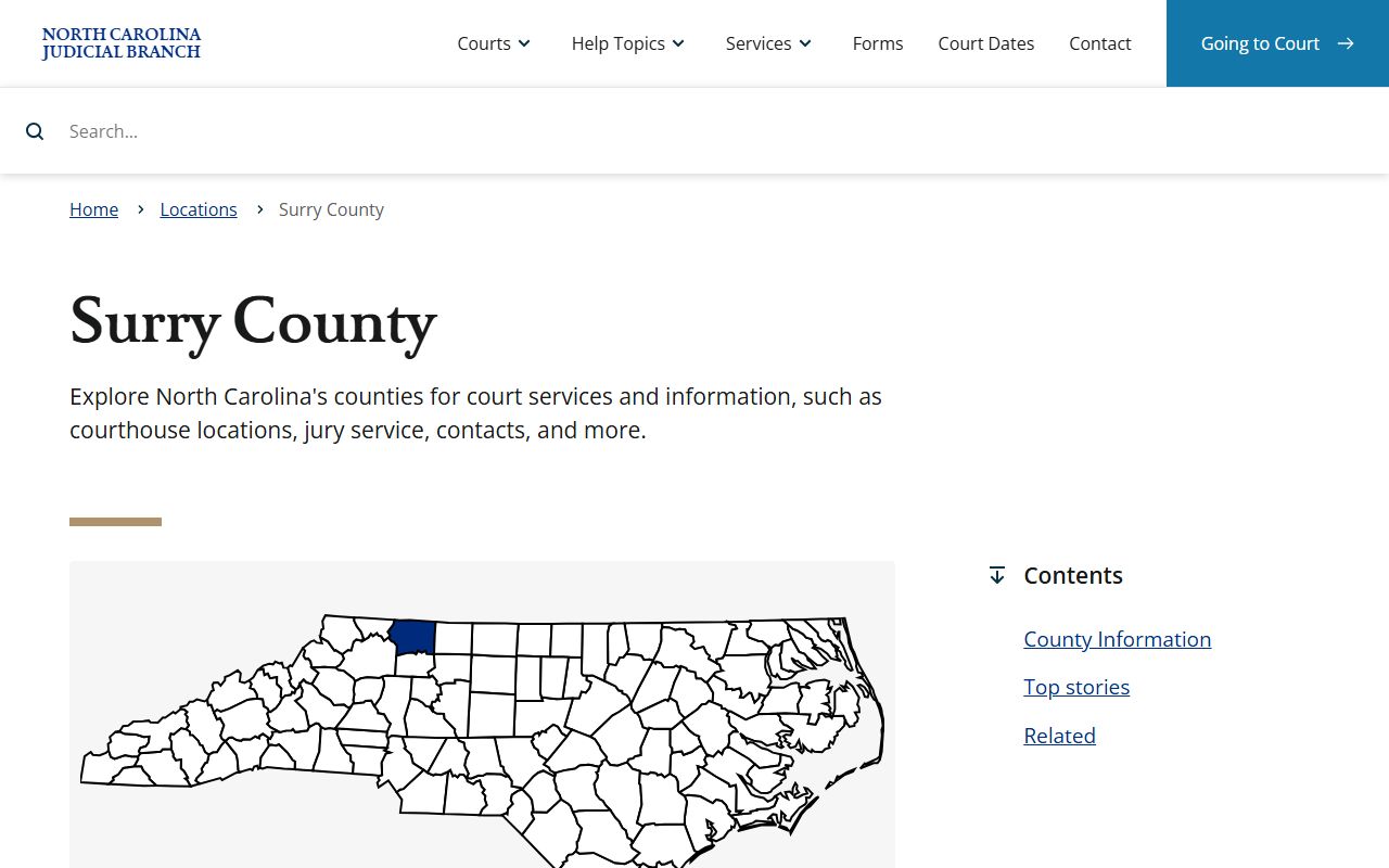 Surry County court records Judicial Branch location page