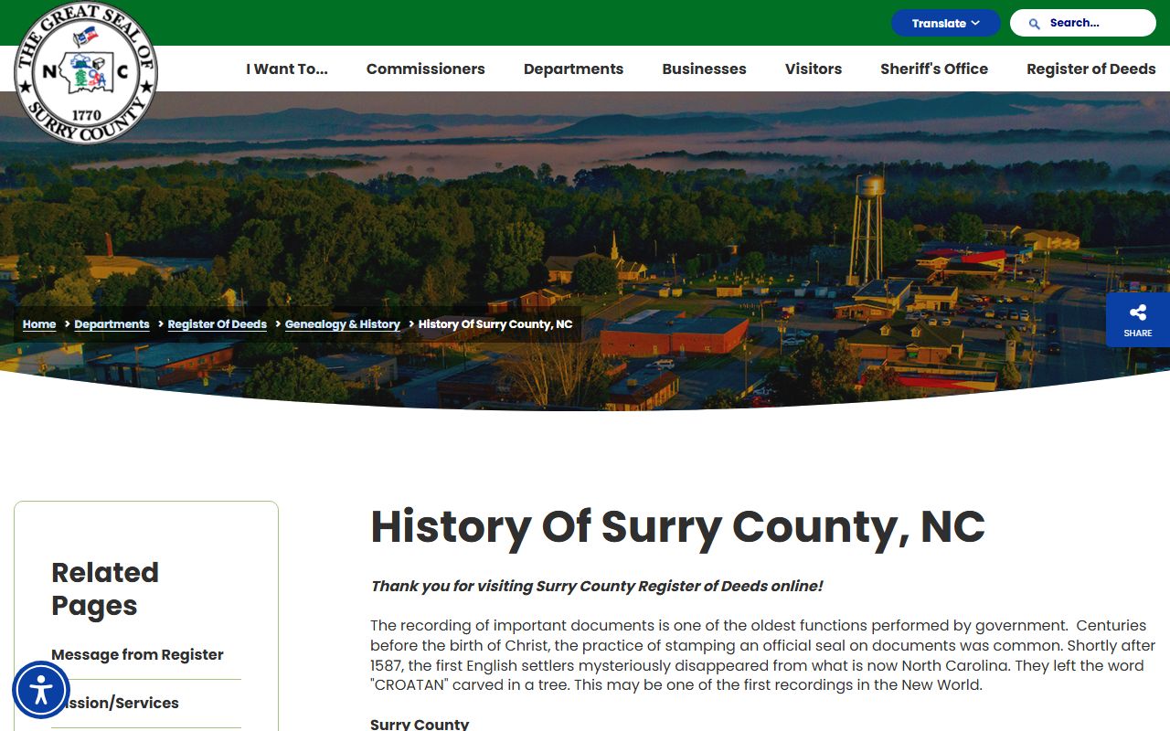 Surry County probate records county history source